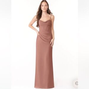 AZAZIE MAI Cedar Rose Sheath Pleated Chiffon Dress